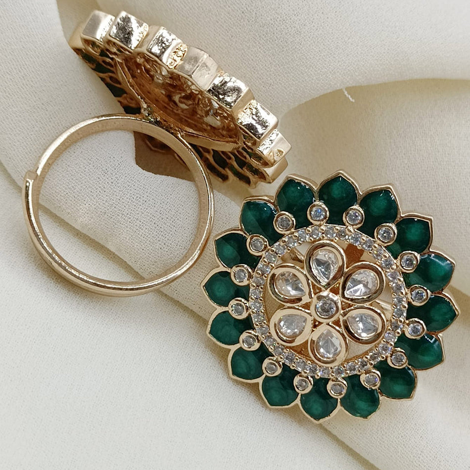 Royal Kundan Finger Ring in Gold Plated | Bridal Jewellery India