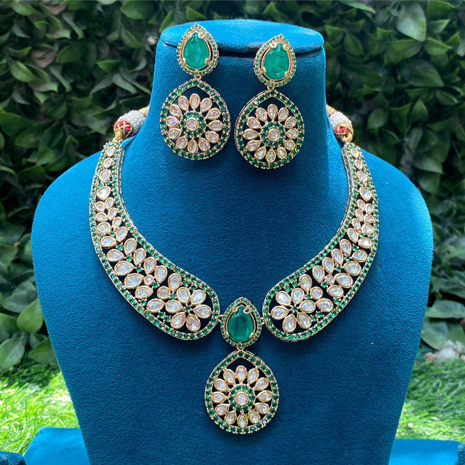 Kundan Necklace in Sterling Silver | Bridal Jewellery India