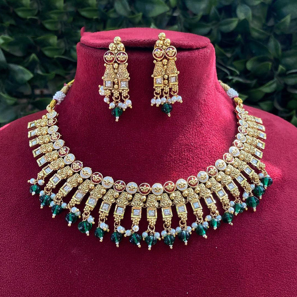 Kundan Necklace in Rose Gold Plated | Bridal Jewellery India