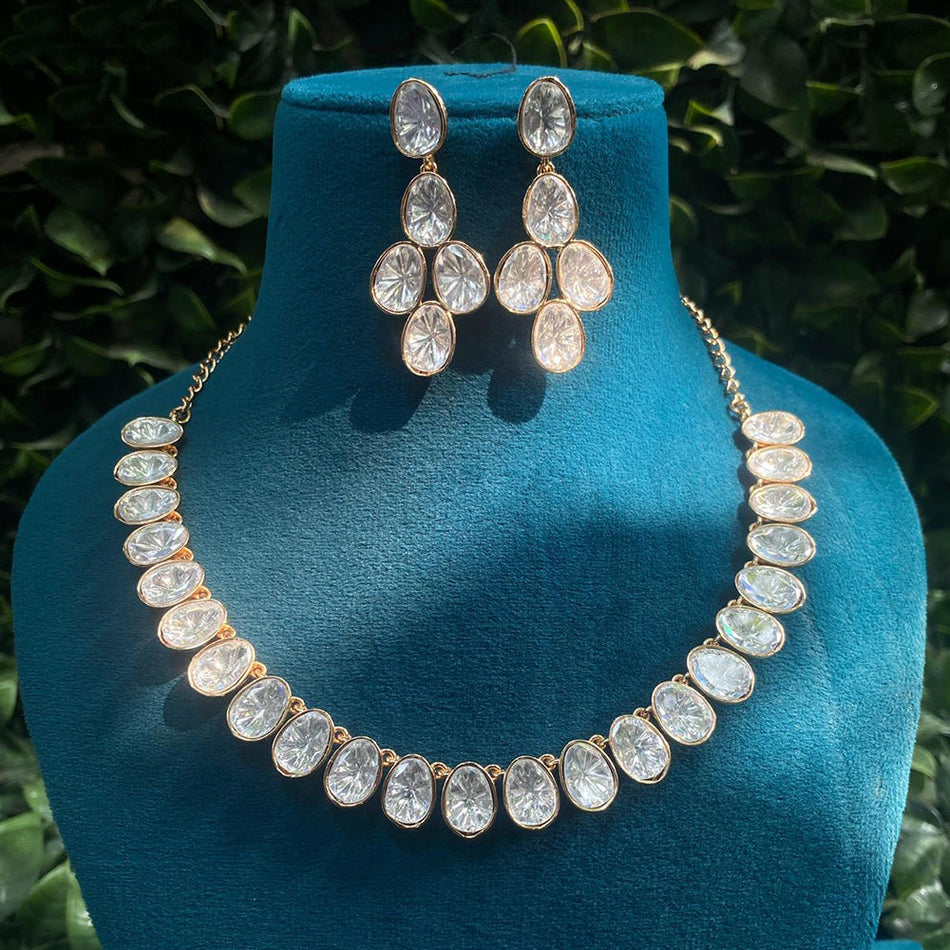 Heavy Polki Kundan Necklace in Gold Plated | Bridal Jewellery India