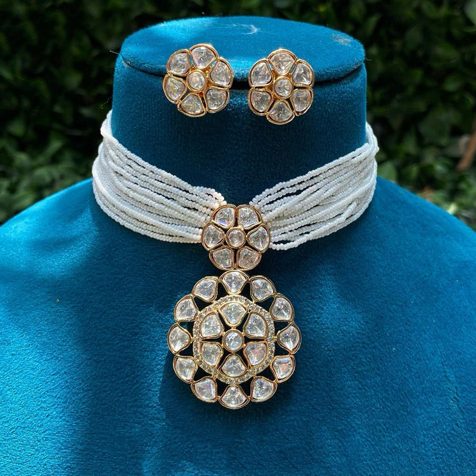 Kundan Choker in Gold Plated with Polki Stones | Bridal Jewellery India