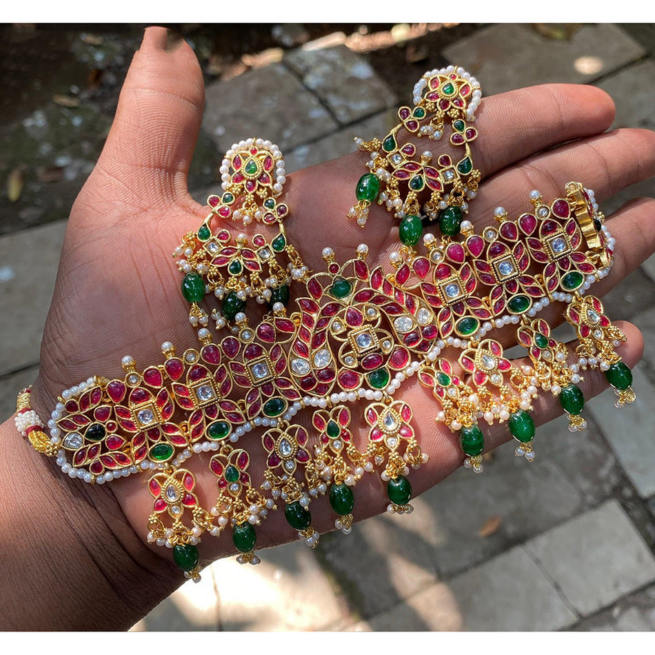Kundan Choker Necklace in Platinum | Bridal Jewellery India