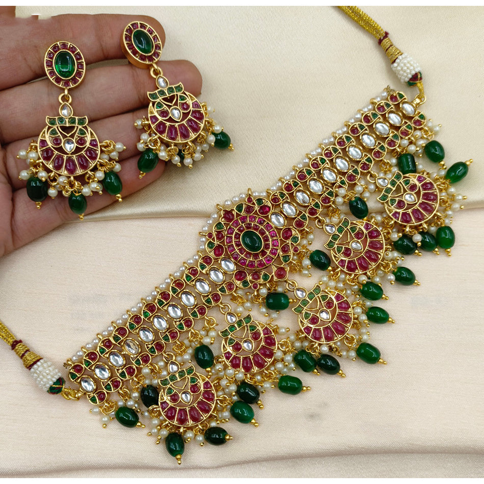 Kundan Choker Necklace in Gold Plated for Bridal | Bridal Jewellery India