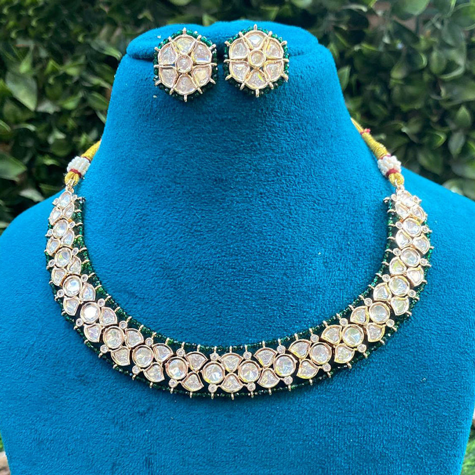Kundan Necklace in Gold Plated with Polki Pearl | Bridal Jewellery India