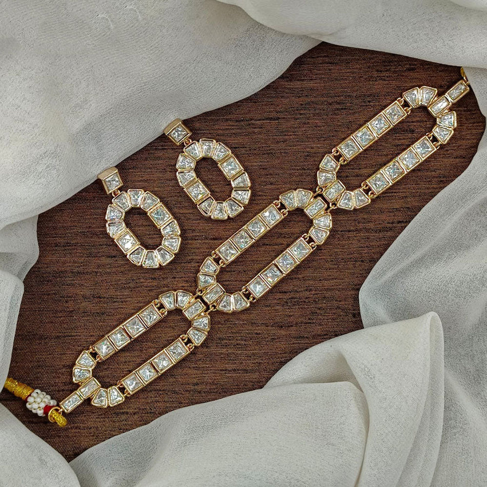 Kundan Choker Necklace in Gold Plated | Bridal Jewellery India