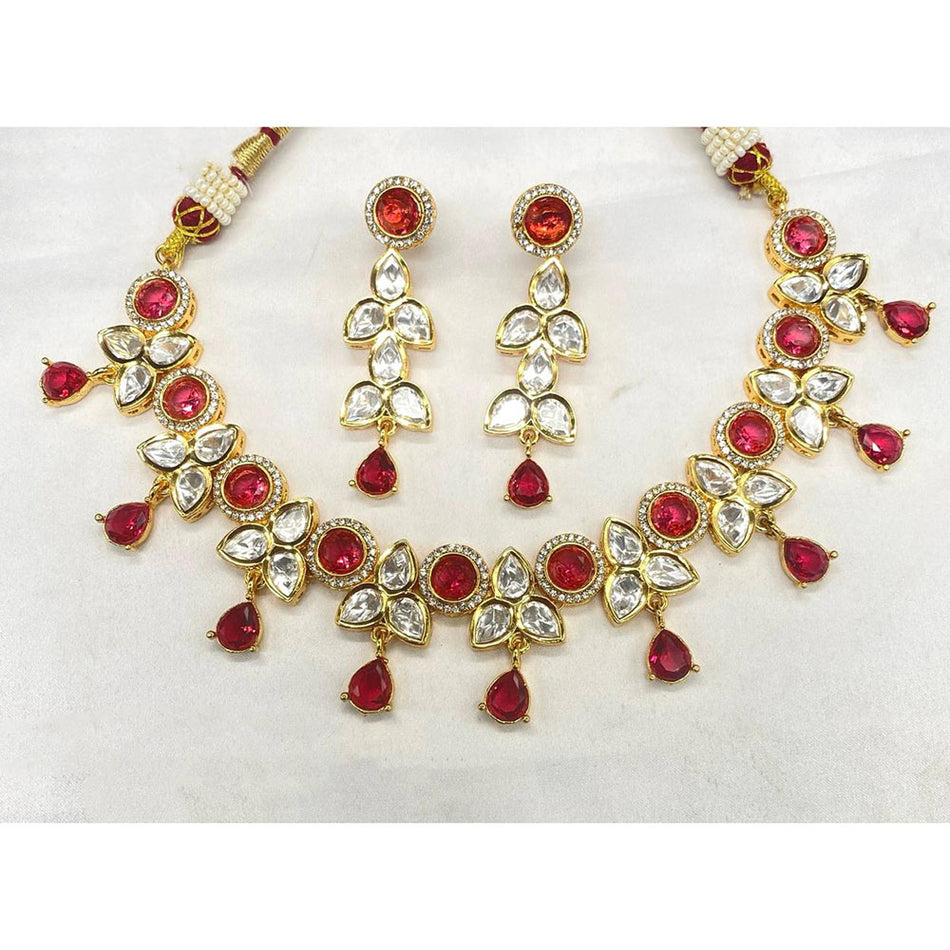 Kundan Leaf Necklace in Gold Plated | Bridal Jewellery India