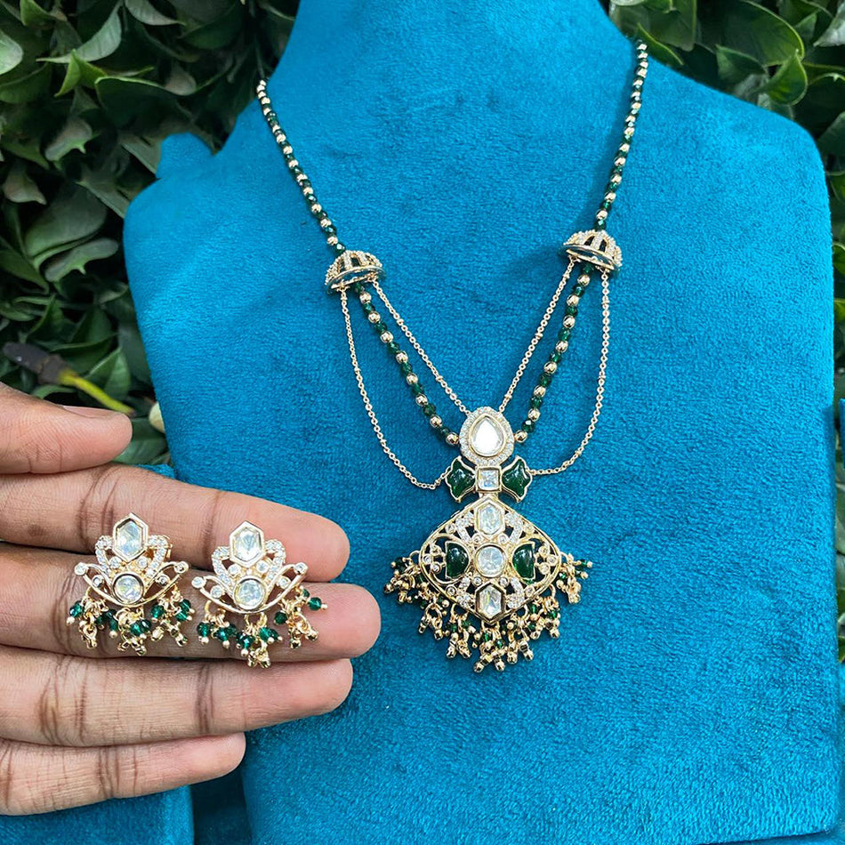Nawabi Charm Kundan Necklace in Gold Plated | Bridal Jewellery India