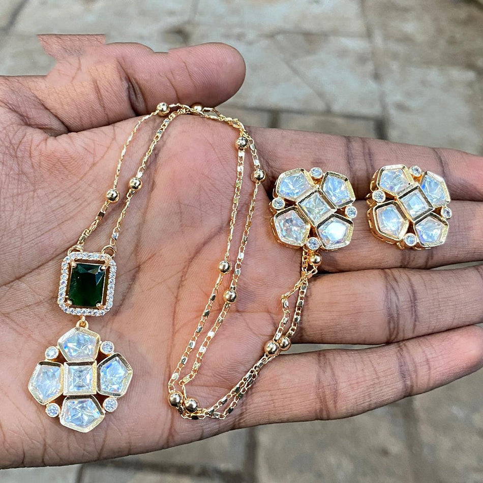 Nawabi Charm Kundan Necklace in Gold Plated | Bridal Jewellery India
