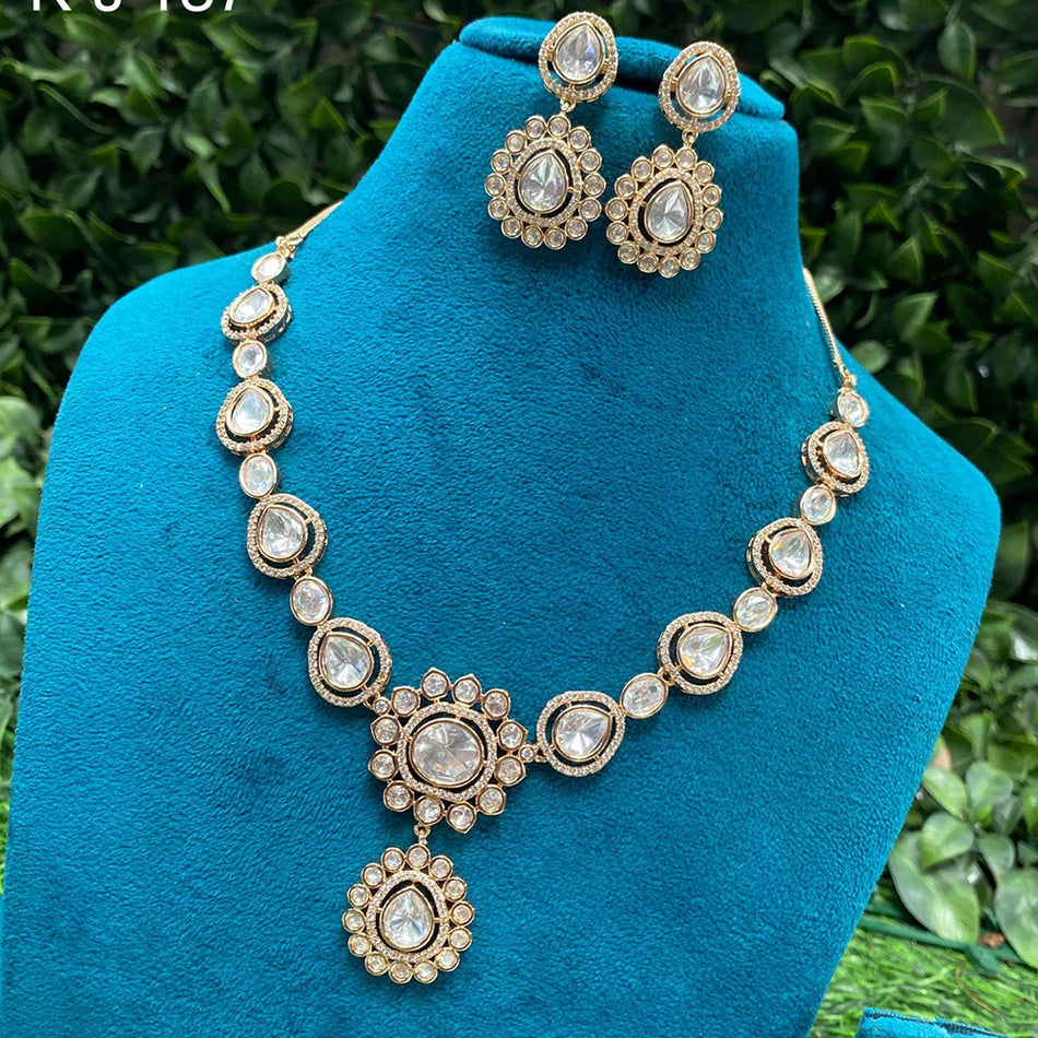 Kundan Necklace in Sterling Silver | Bridal Jewellery India