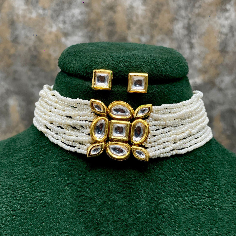 Kundan Choker Necklace in Gold Plated for Bridal | Bridal Jewellery India