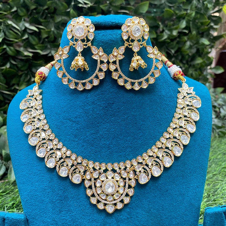 Kundan Necklace in Sterling Silver | Bridal Jewellery India