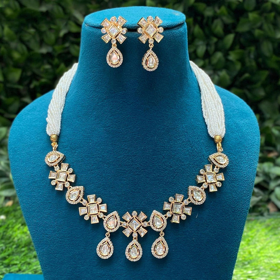 Kundan Necklace in Rose Gold Plated | Bridal Jewellery India