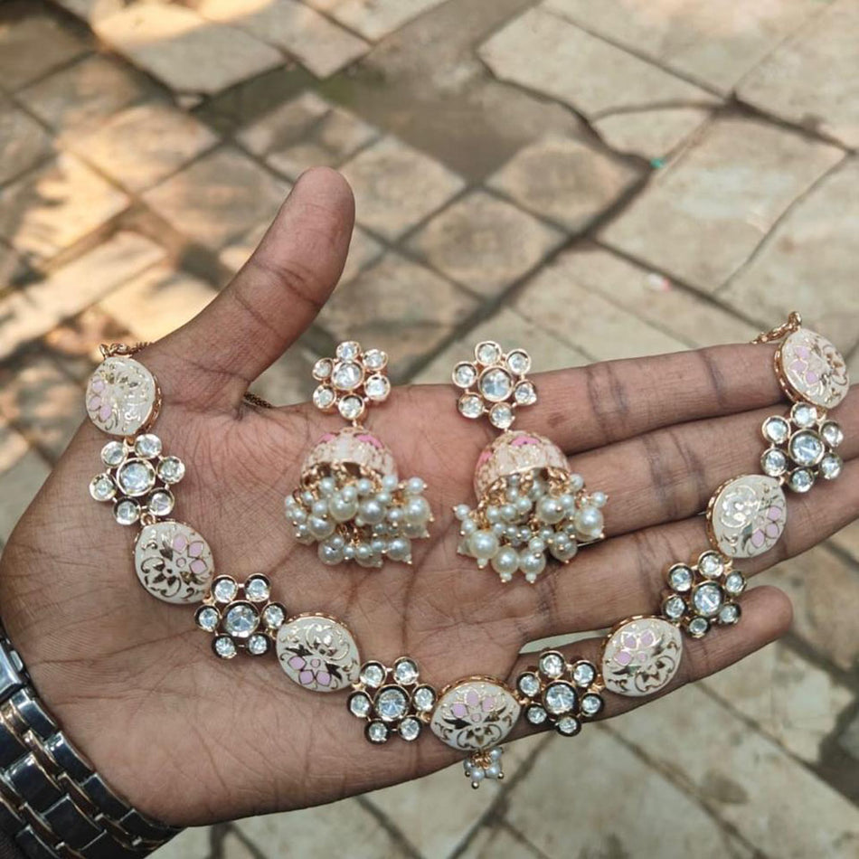 Kundan Necklace in Gold Tone with Polki Stones | Bridal Jewellery India