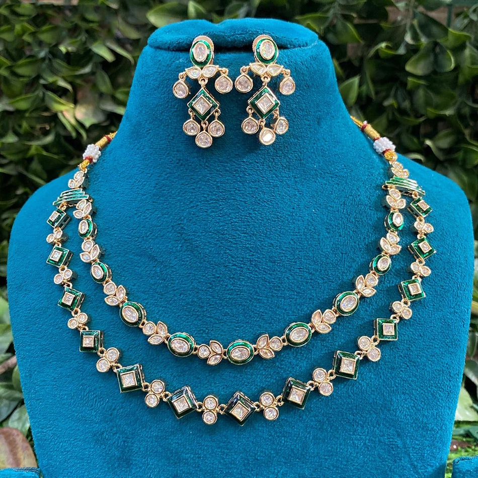 Kundan Necklace in Gold Plated with Polki | Bridal Jewellery India