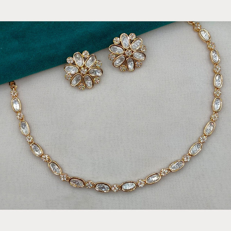 Kundan Necklace in Gold Plated with Polki Stones | Bridal Jewellery India