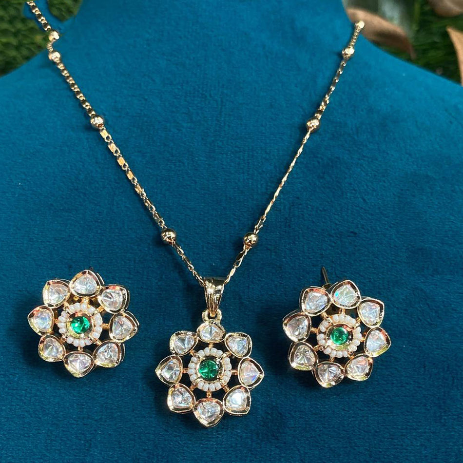 Kundan Necklace in Gold Plated with Polki Stones | Bridal Jewellery India