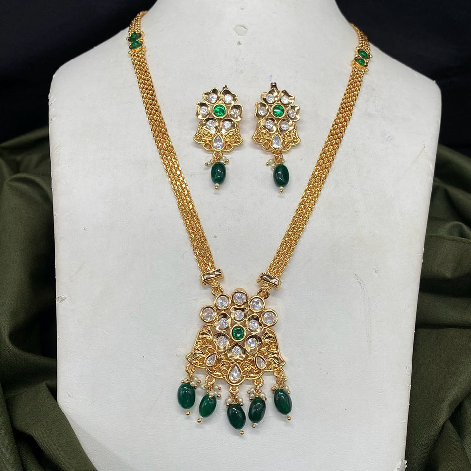 Kundan Necklace in Gold Plated with Polki Stones | Bridal Jewellery India