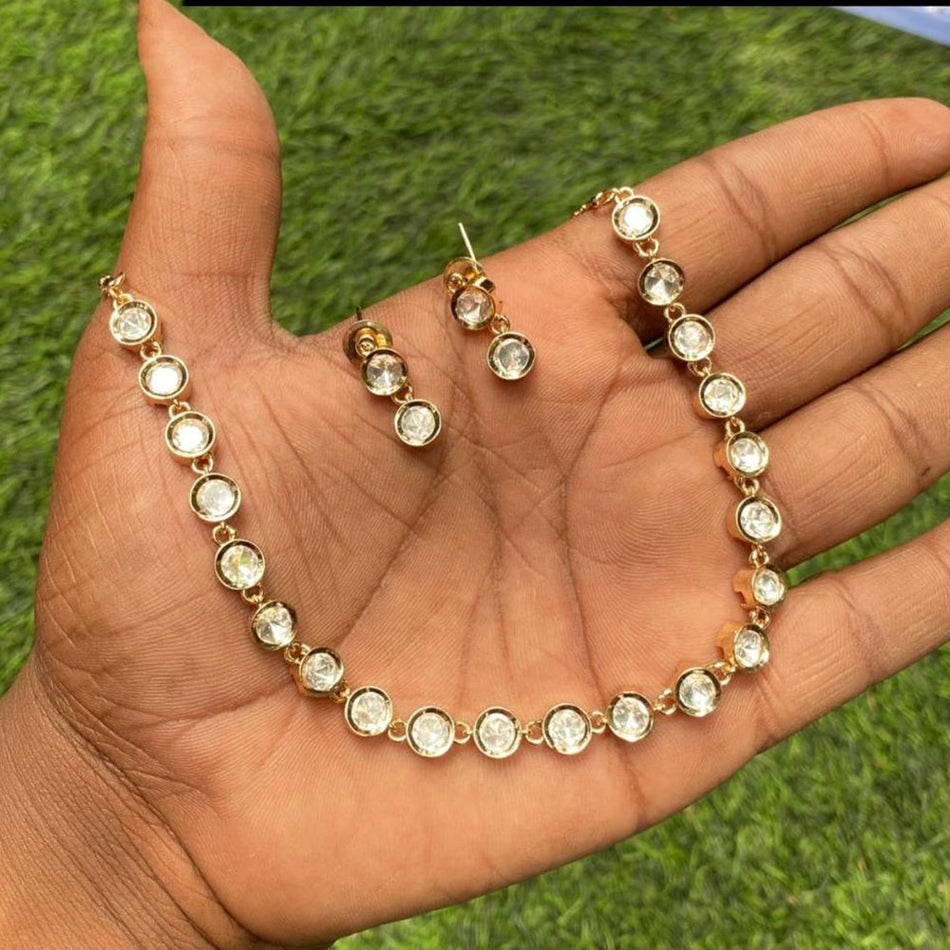 Kundan Necklace in Sterling Silver | Bridal Jewellery India
