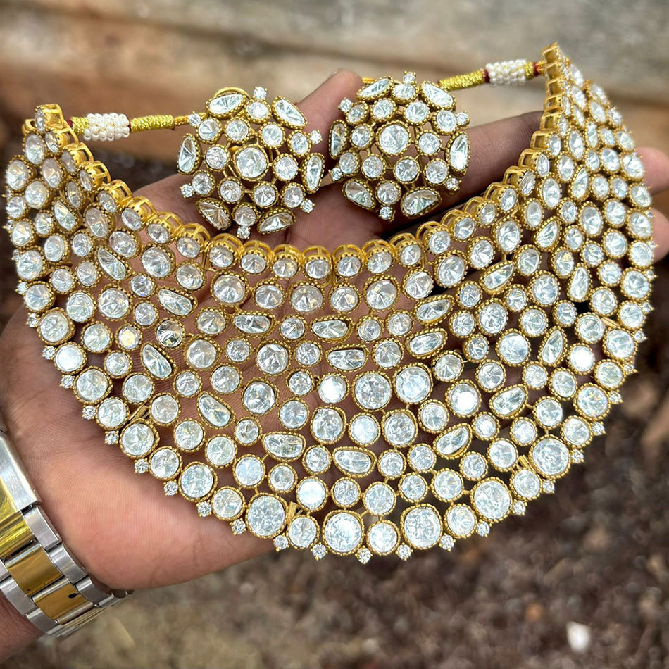 Kundan Choker Necklace in 18K Gold Plated | Bridal Jewellery India