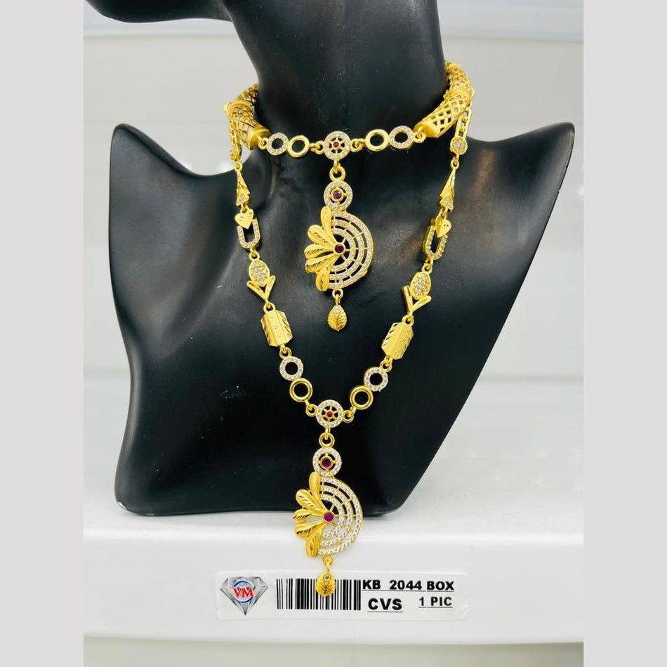 Imitation Gold Plated Rose Gold Plated Necklace Set | Bridal Jewellery India