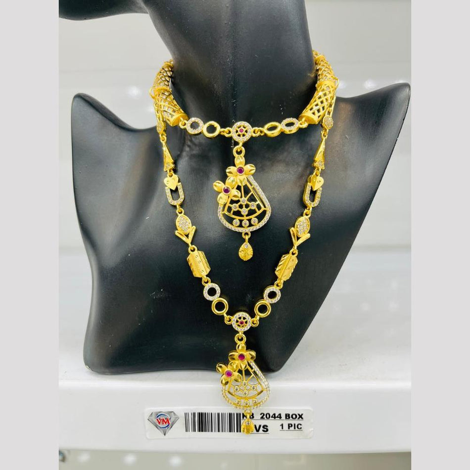 Rose Gold Plated Layered Pendant Necklace | Bridal Jewellery India