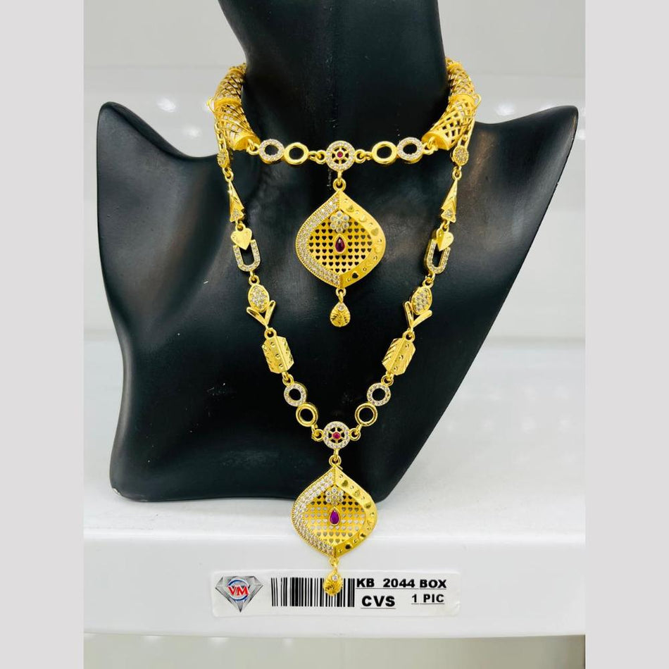 Rose Gold Plated Layered Necklace Set | Bridal Jewellery India