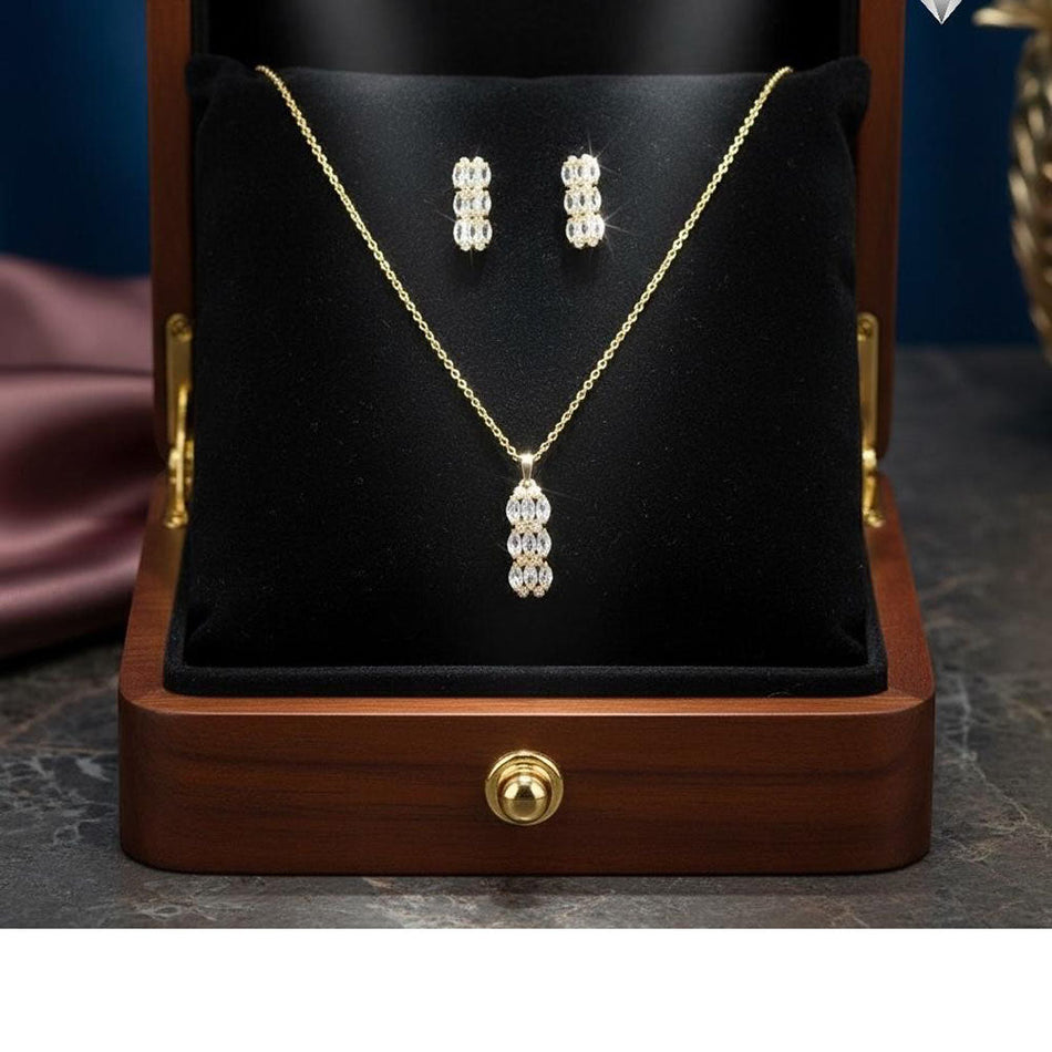 Imitation Crystal Pendant Necklace Set | Bridal Jewellery India