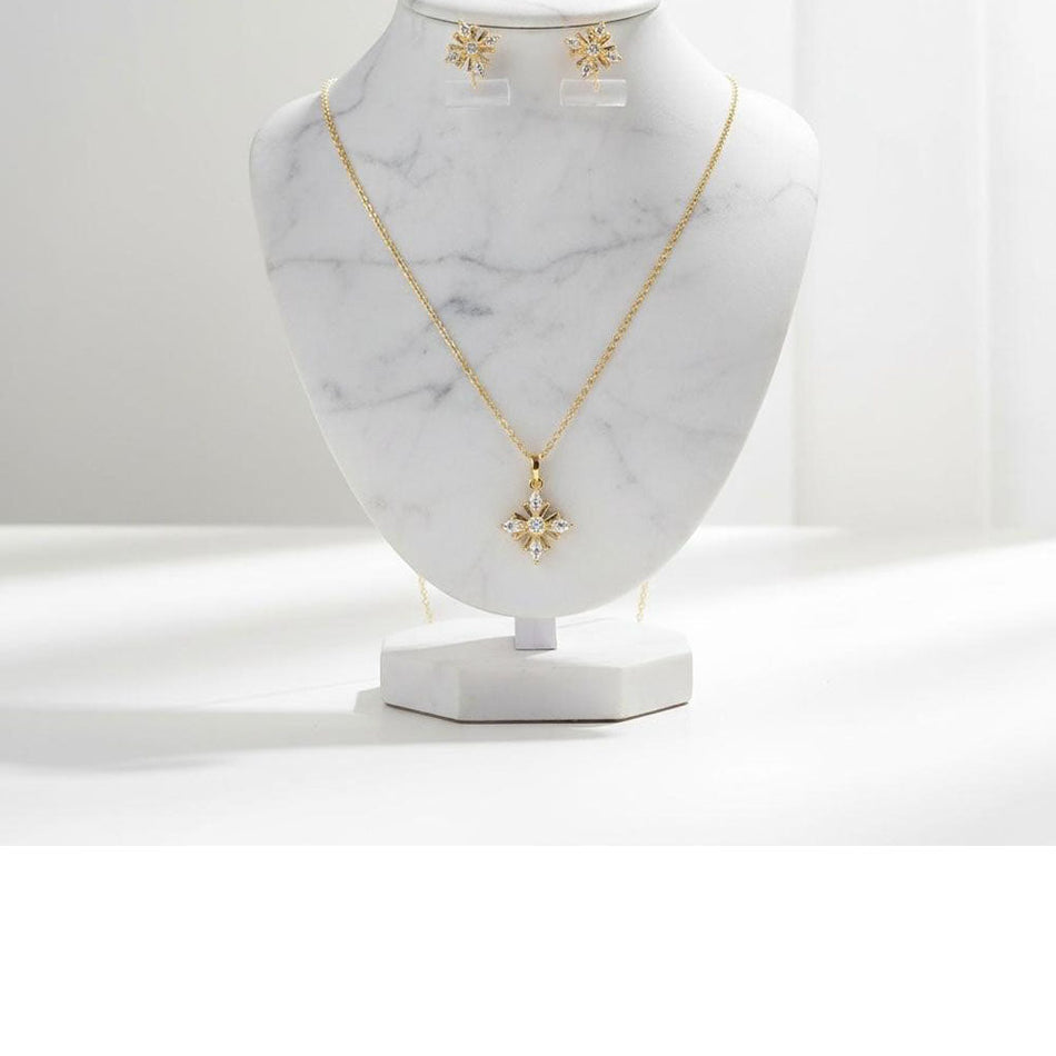 Imitation Crystal Pendant Set in Sterling Silver | Bridal Jewellery India