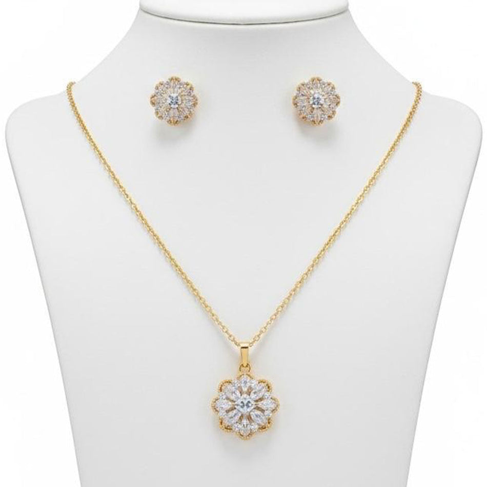 Imitation Crystal Pendant Necklace Set | Bridal Jewellery India