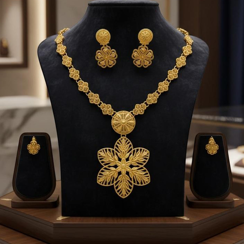 Imitation Rose Gold Plated Royal Earrings Set | Bridal Jewellery India