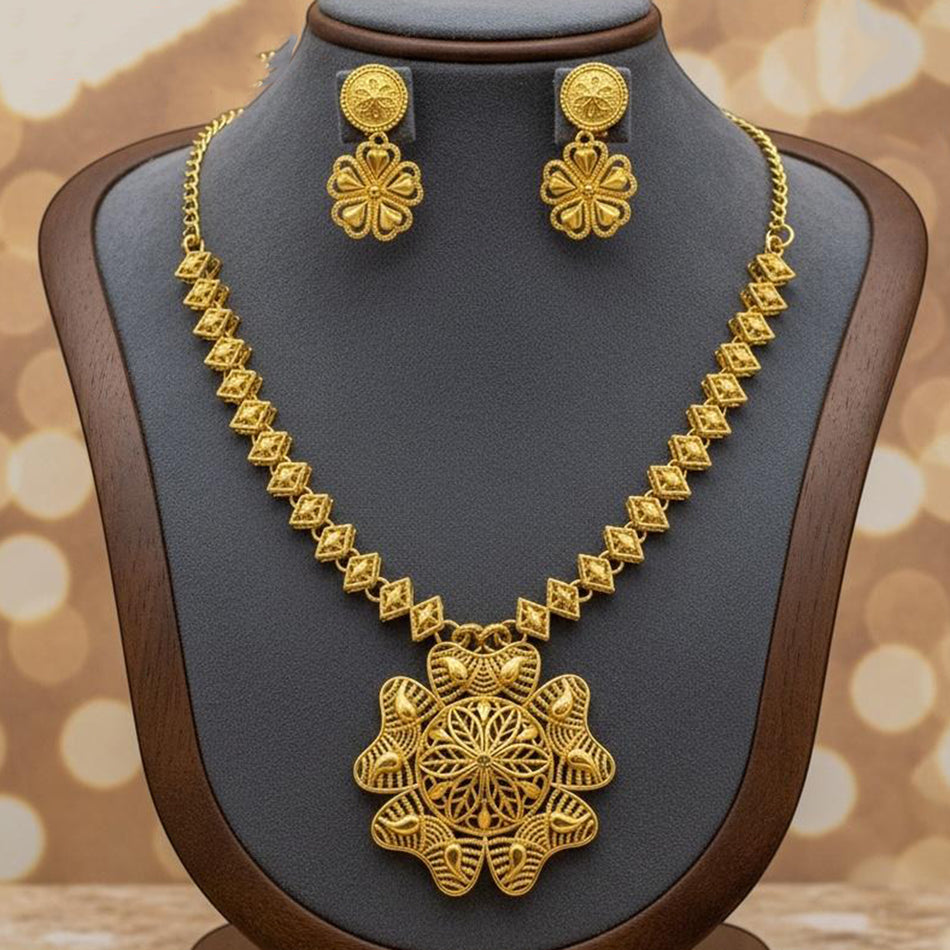 Imitation Rose Gold Plated Necklace Set for Bridal Wear | Bridal Jewellery India