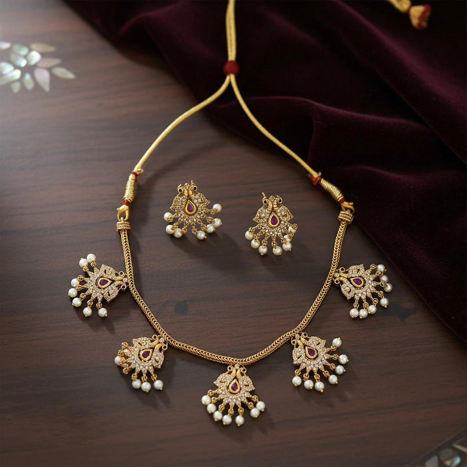 Fancy Austrian Stone Pendants in Gold Tone
Layered Necklace | Bridal Jewellery India
