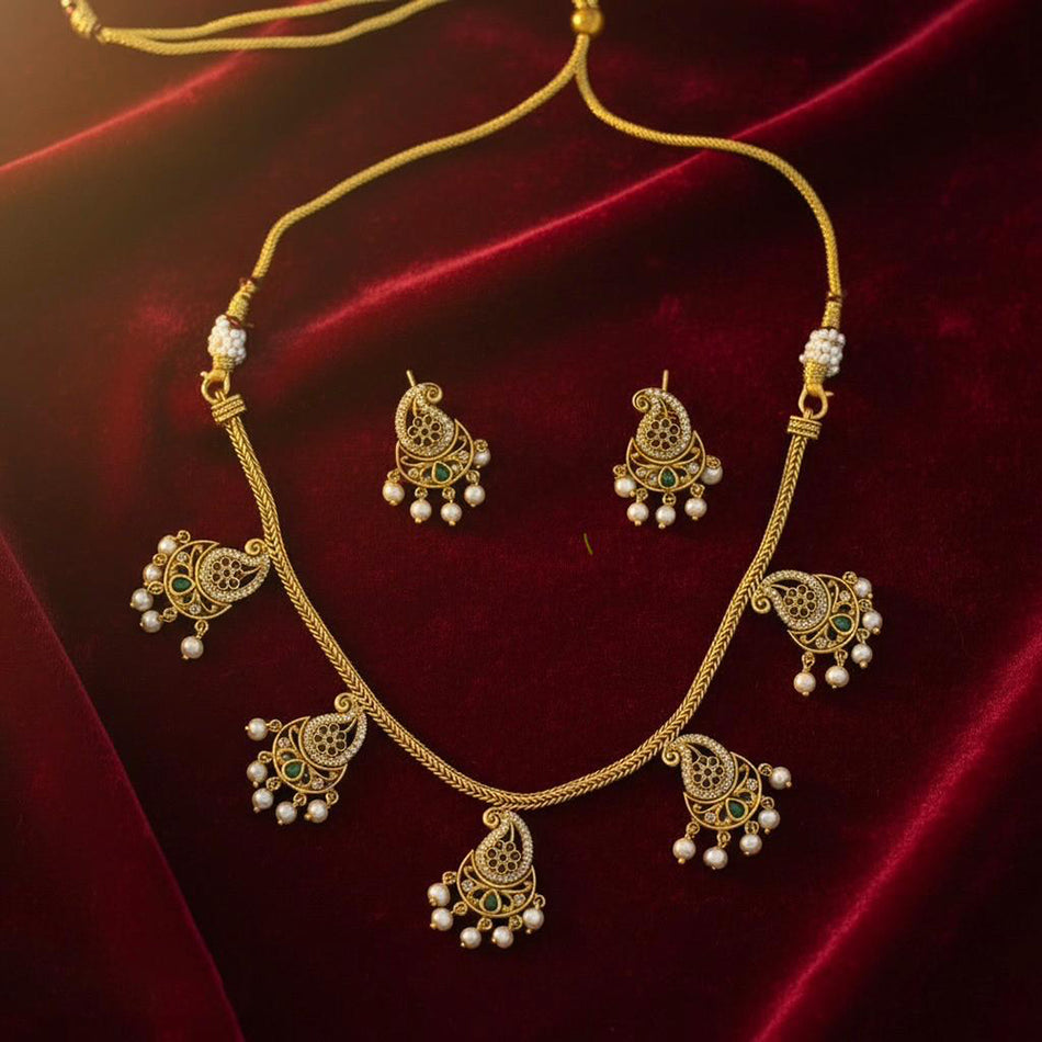 Imitation Austrian Pearl Necklace Set | Bridal Jewellery India