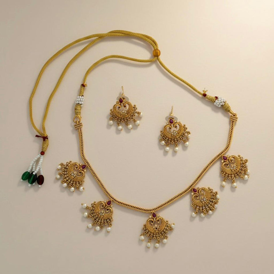 Imitation Stone   Pearl Necklace Set for Occasion | Bridal Jewellery India