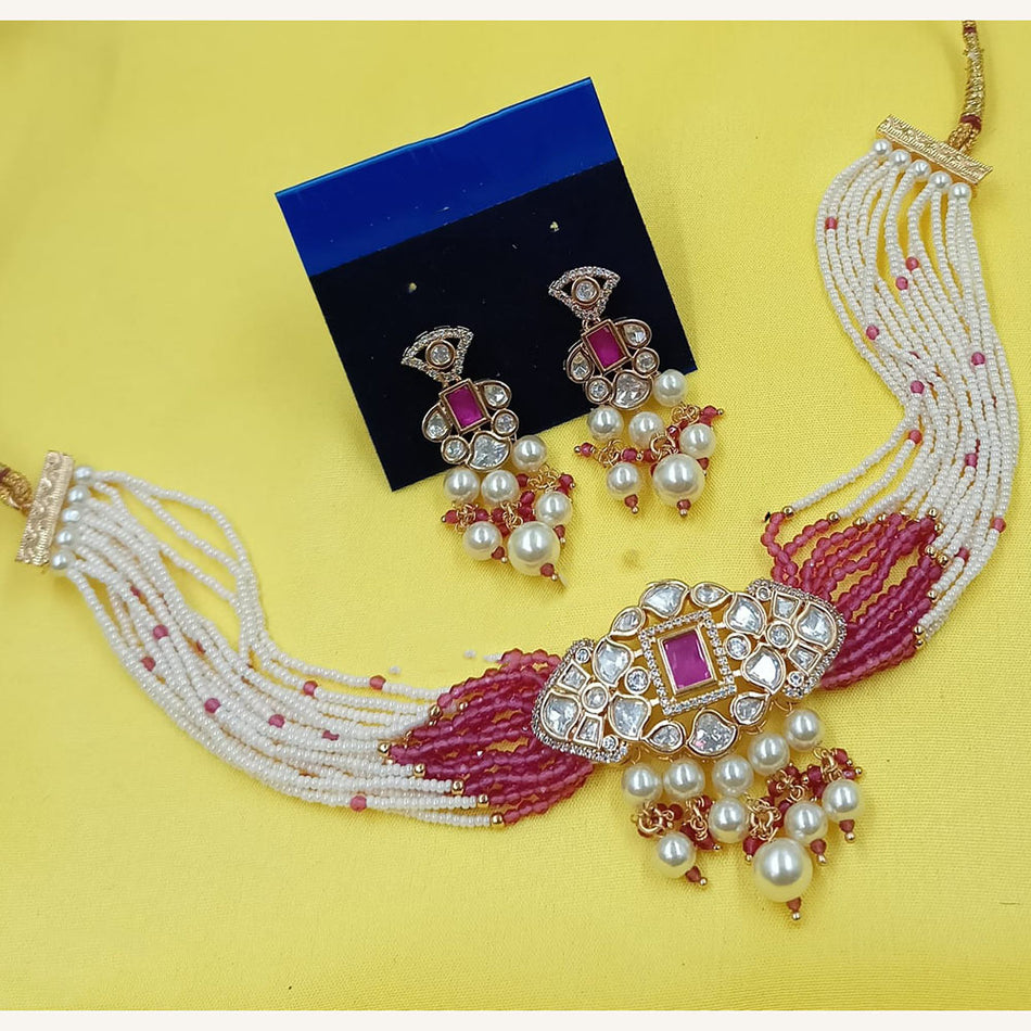Kundan Choker Necklace in Gold Plated with Polki Stones | Bridal Jewellery India