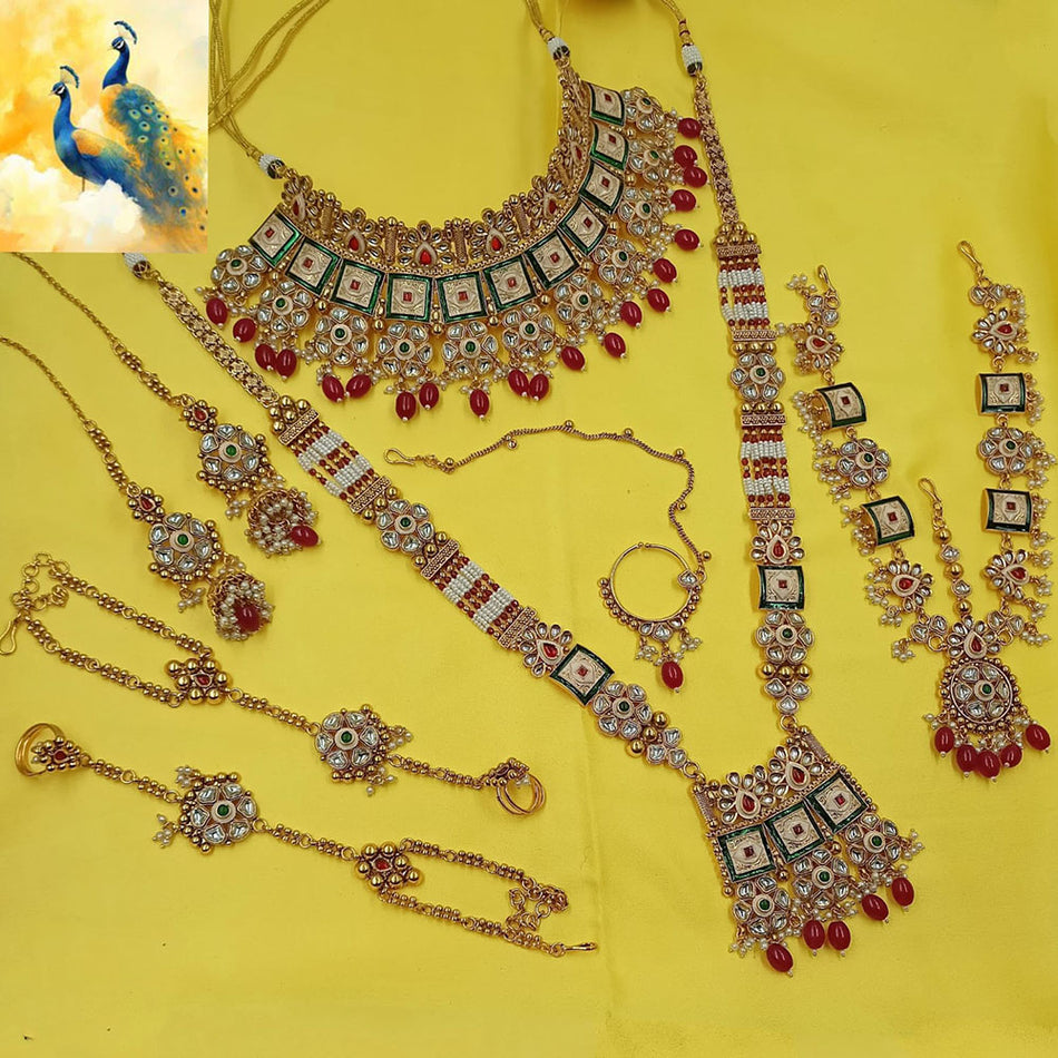 Meenakari Pearl Necklace in Silver Tone | Bridal Jewellery India