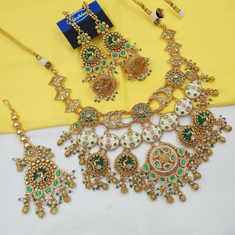 Meenakari Necklace in Gold Tone | Bridal Jewellery India