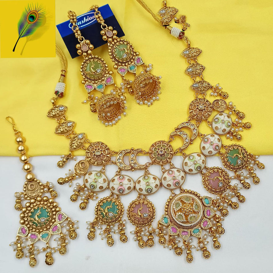 Meenakari Necklace in Sterling Silver | Bridal Jewellery India