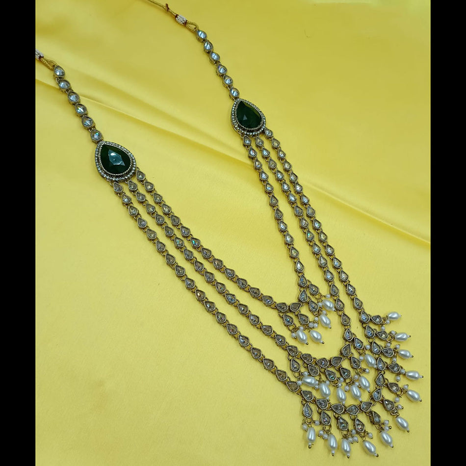 Crystal Stone Necklace in Oxidised Silver | Bridal Jewellery India