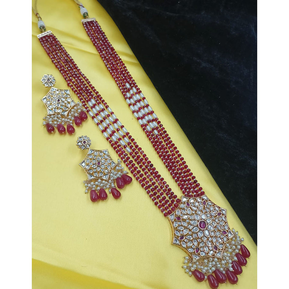 Kundan Necklace in Gold Plated with Polki Stones | Bridal Jewellery India