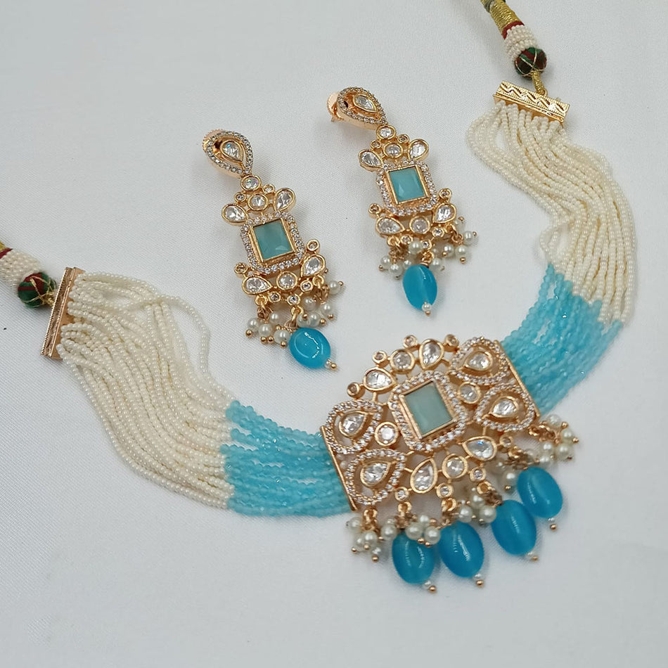 Kundan Choker Necklace in Gold Plated with Polki Stones | Bridal Jewellery India