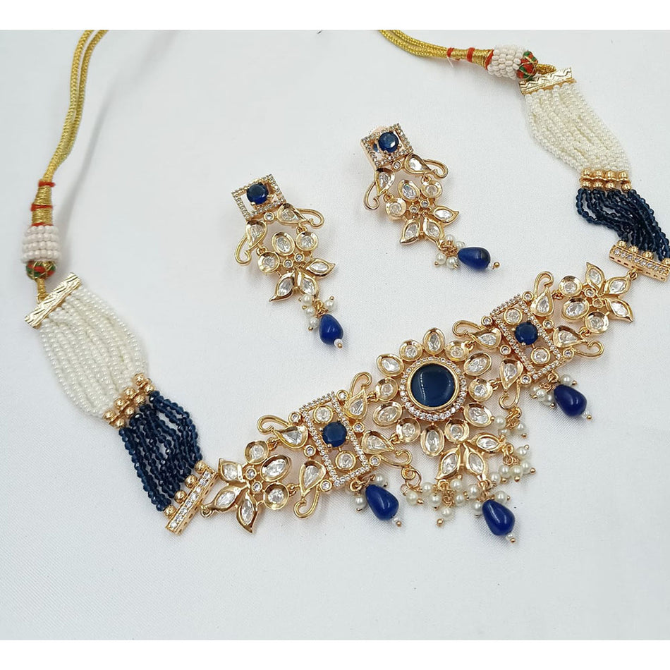 Kundan Choker Necklace in White Gold Plated | Bridal Jewellery India