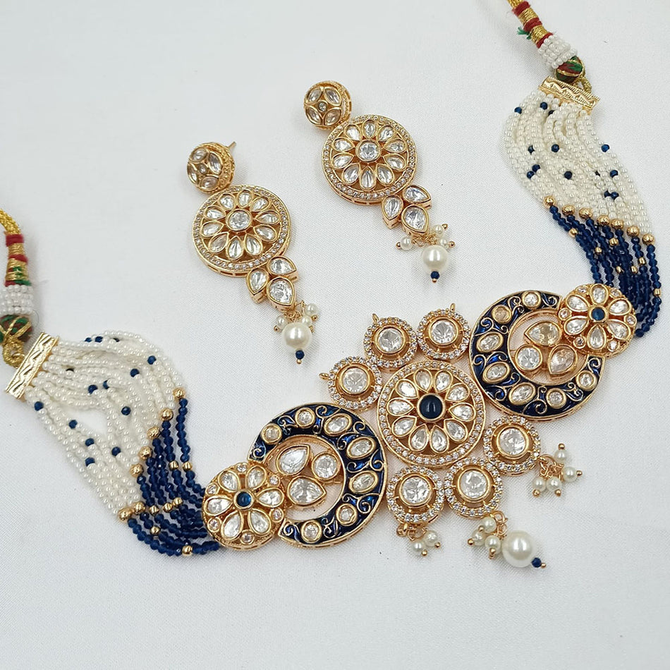 Kundan Choker Necklace in Silver with Polki Stones | Bridal Jewellery India