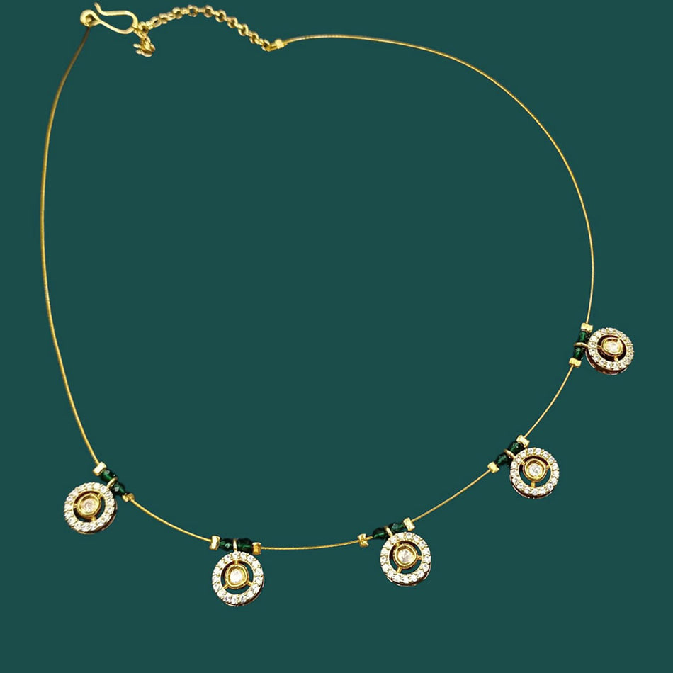 Floating Chain Necklace in Austrian Silver with Pearl | Bridal Jewellery India
