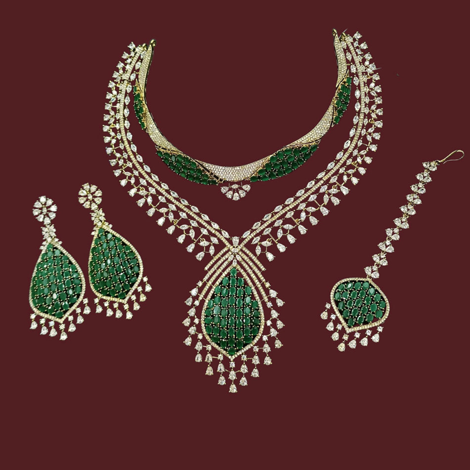 Double Layer Necklace in 14K Gold Plated | Bridal Jewellery India