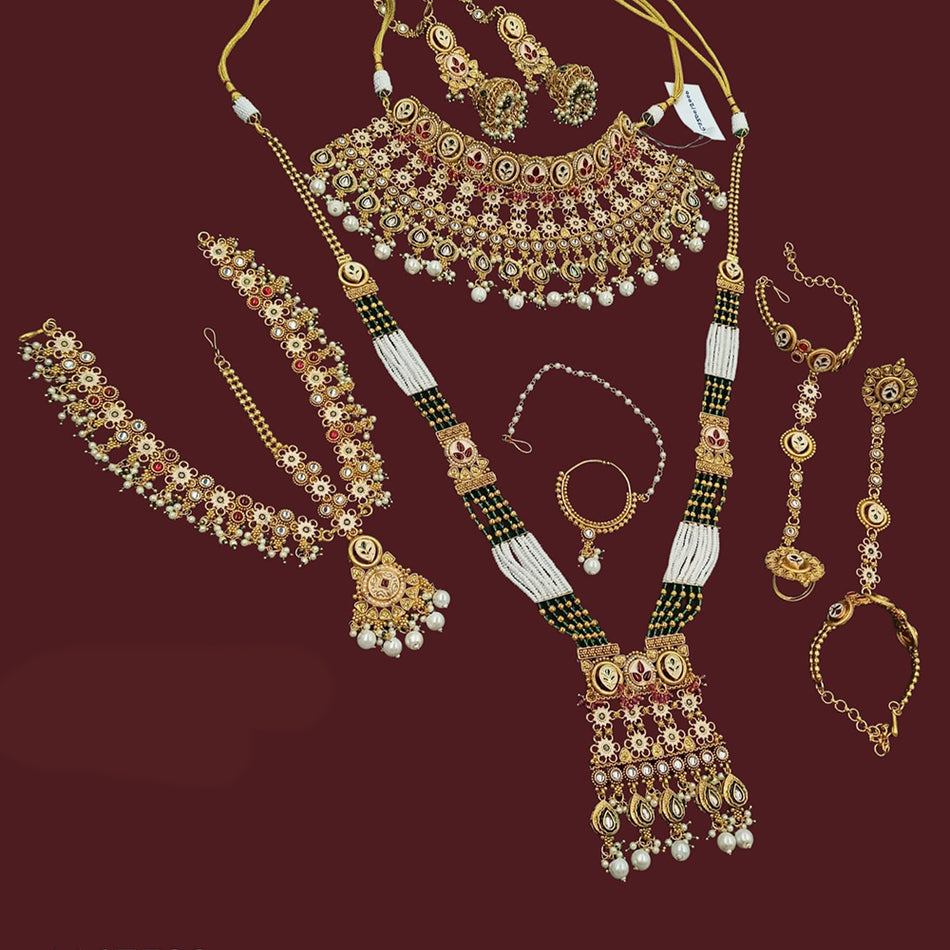 Meenakari Pearl Beads Set in Gold Plated | Bridal Jewellery India