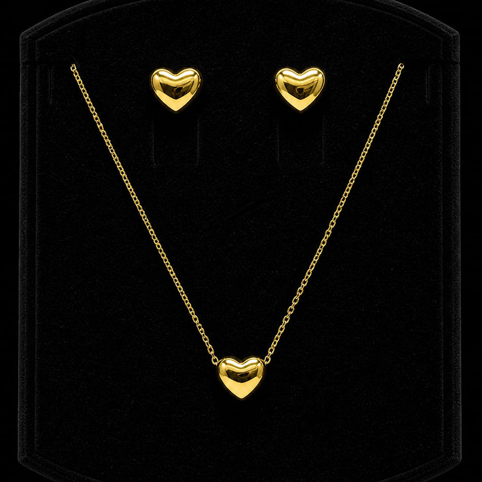 Heart Shape Gold Plated Necklace Set | Bridal Jewellery India