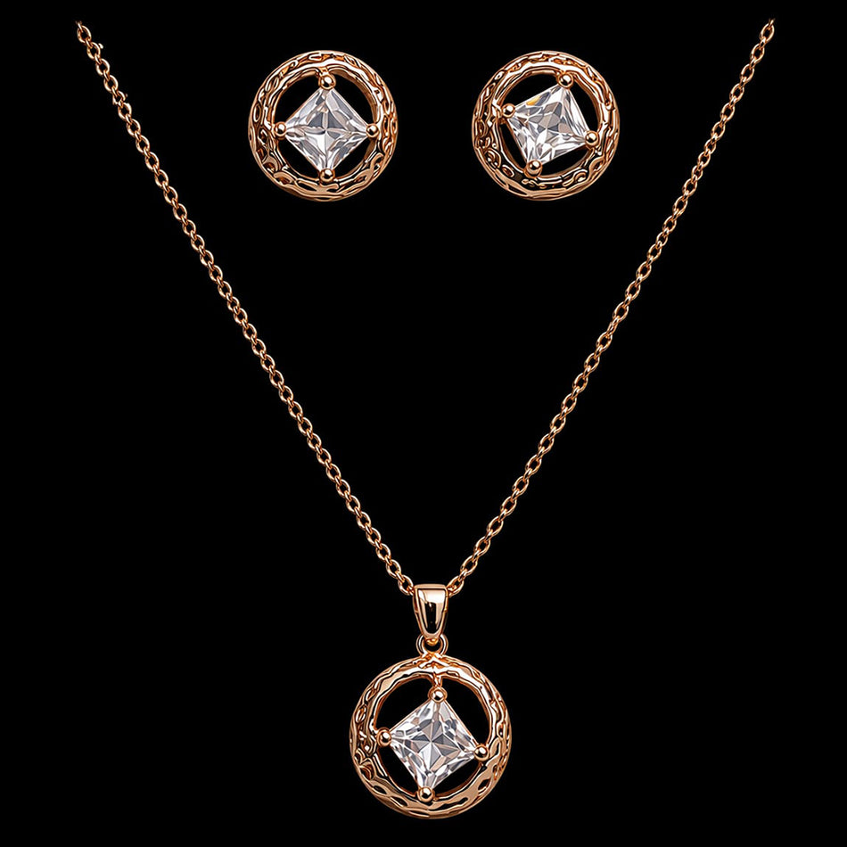 Crystal Pendant Necklace in Gold Plated | Bridal Jewellery India