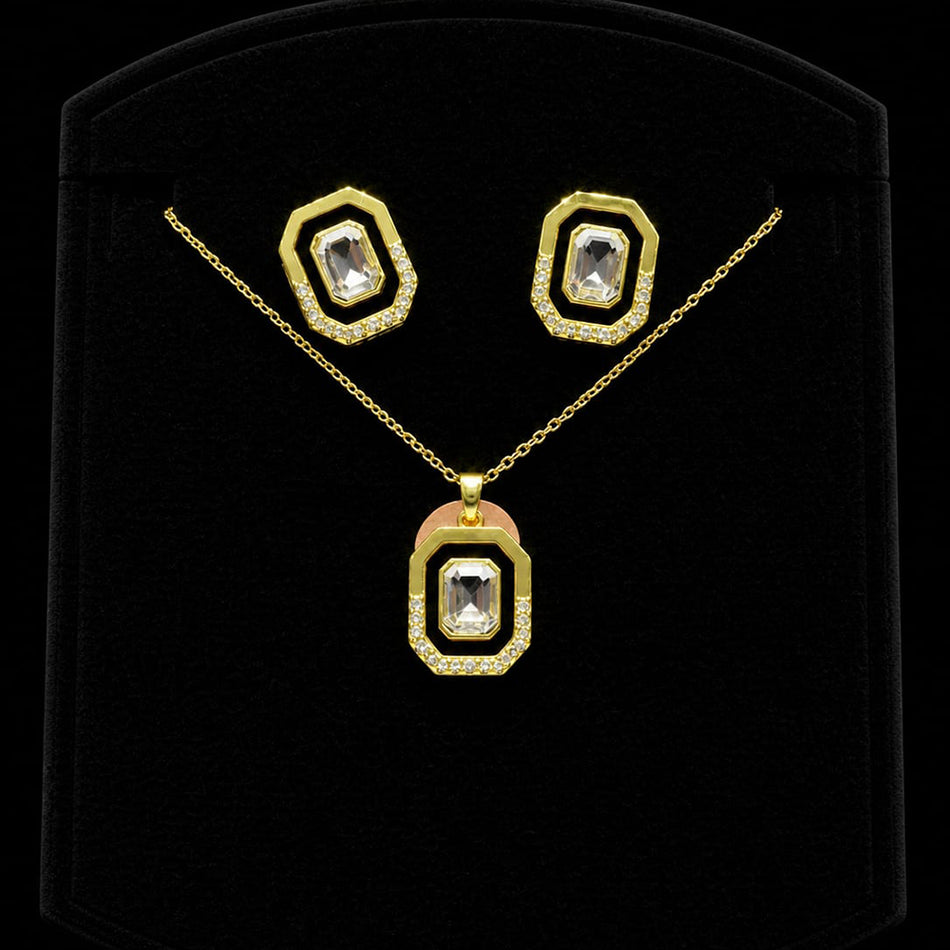 Crystal Pendant Necklace in Gold Plated | Bridal Jewellery India