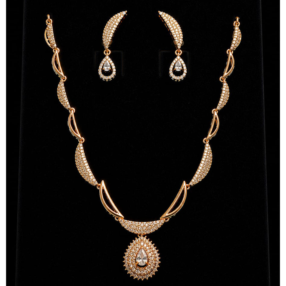 Gold Plated American Diamond Necklace | Bridal Jewellery India